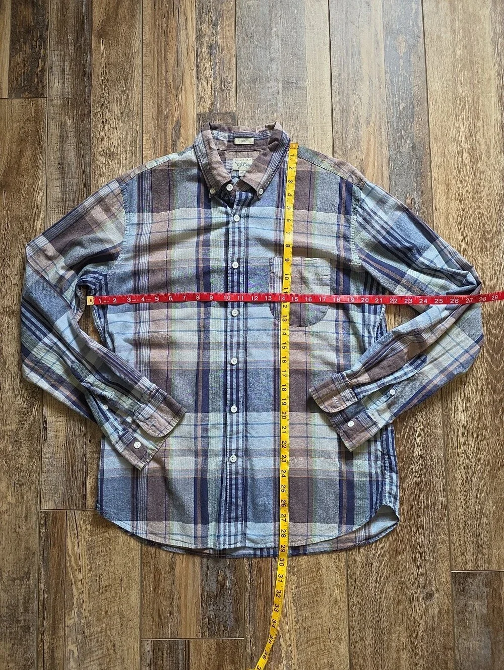 J.Crew - Slim Indian Madras Plaid Shirt - Large - Blue Beige Plaid